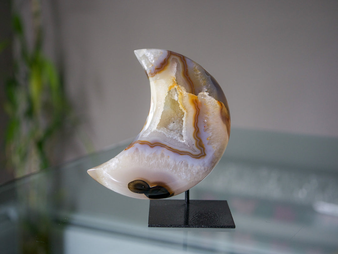 Agate Moon on a stand