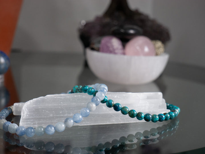 Custom Order - Chrysocolla/Azurite/Malachite and Kyanite Bracelet