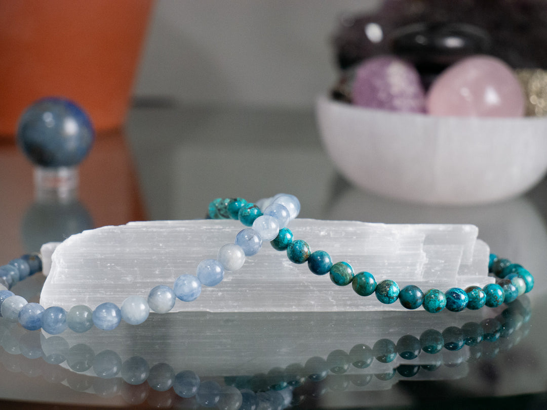 Custom Order - Chrysocolla/Azurite/Malachite and Kyanite Bracelet