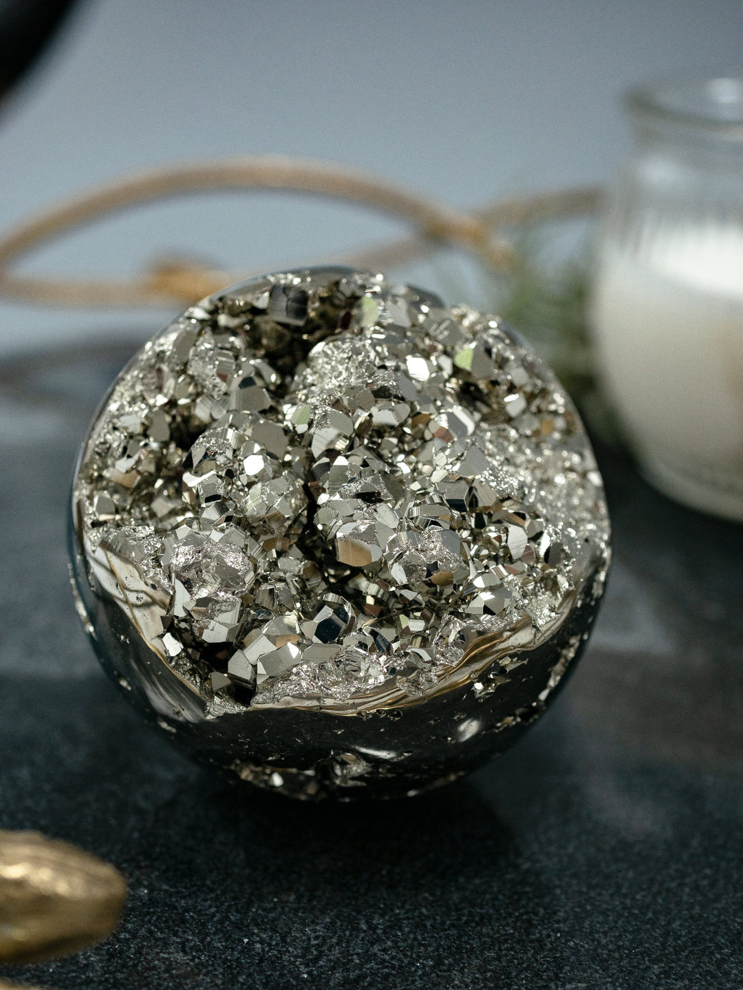 2.5" Pyrite Geode Sphere
