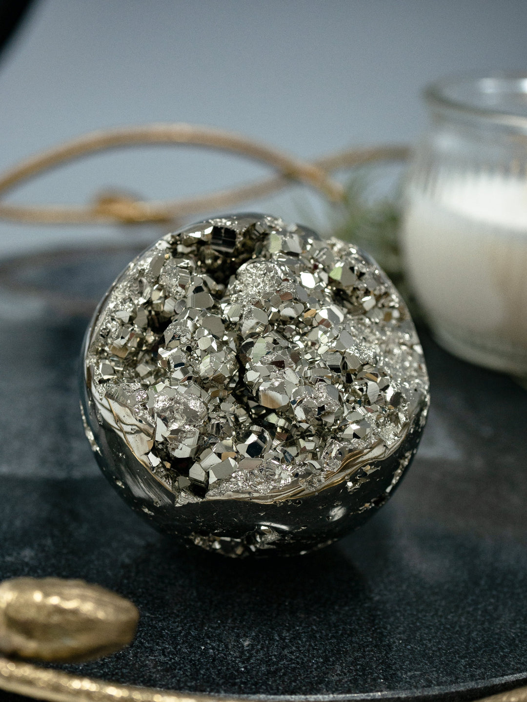 2.5" Pyrite Geode Sphere