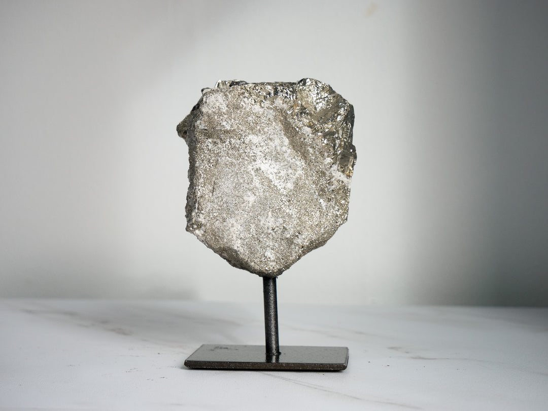 Premium Pyrite Cluster on Metal Stand