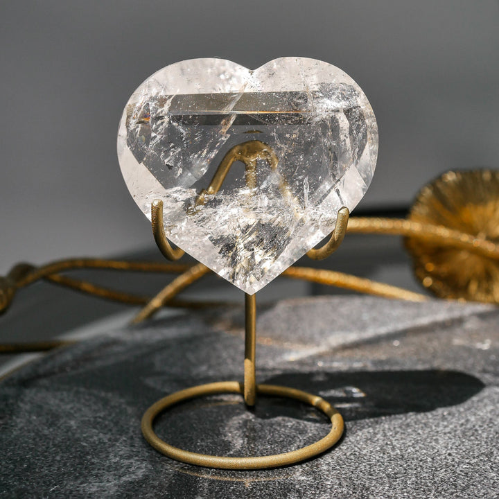 Faceted Quartz Heart on Stand | Crystal for Energy & Clarity