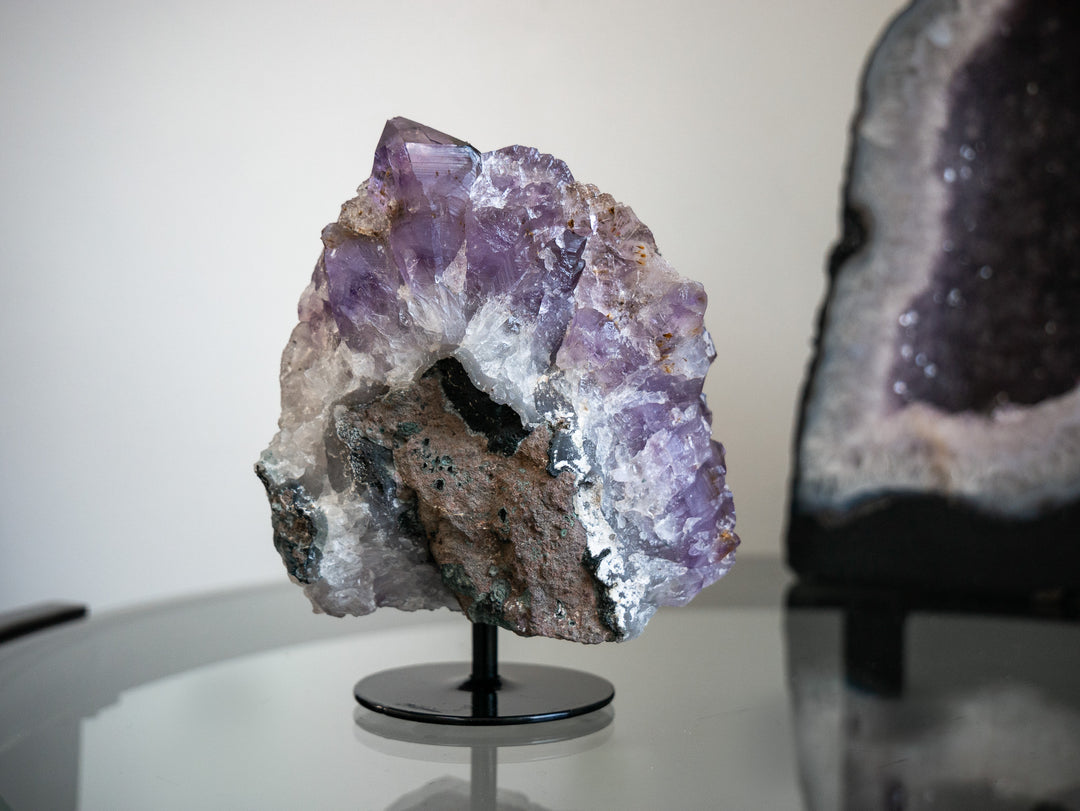 Stunning Amethyst Cluster with Iron Oxide Sugar Druzy