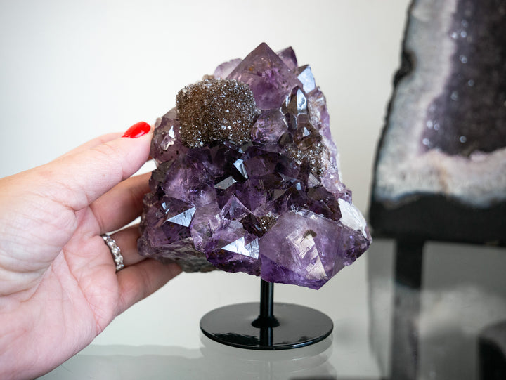 Stunning Amethyst Cluster with Iron Oxide Sugar Druzy