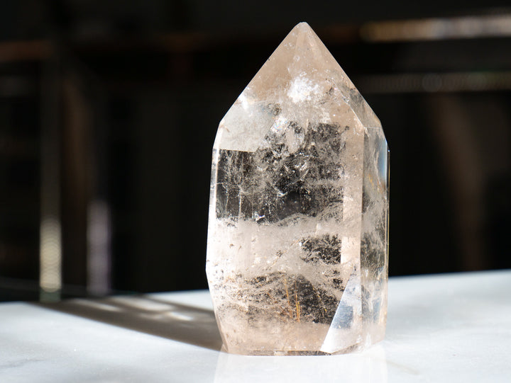 Quartz Point with Golden Rutile