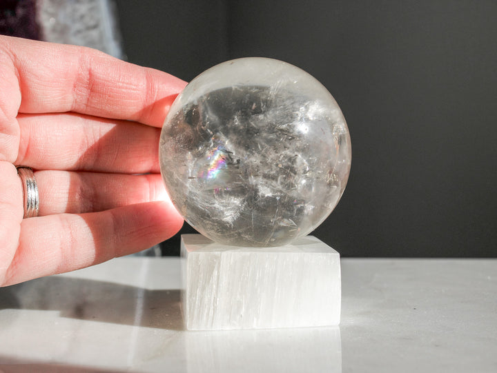 Quartz Sphere with Stunning Rainbow Inclusions
