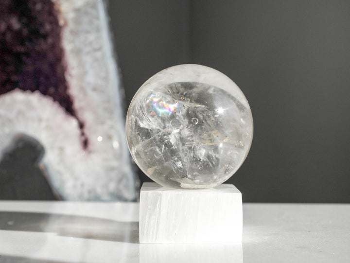 Quartz Sphere with Stunning Rainbow Inclusions
