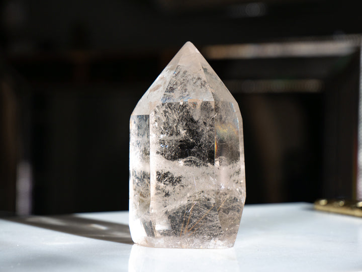 Quartz Point with Golden Rutile