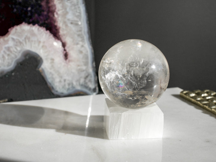 Quartz Sphere with Stunning Rainbow Inclusions