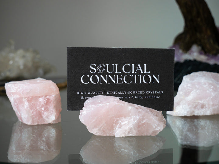 Rose Quartz Crystal Business Card/Place Card Holder