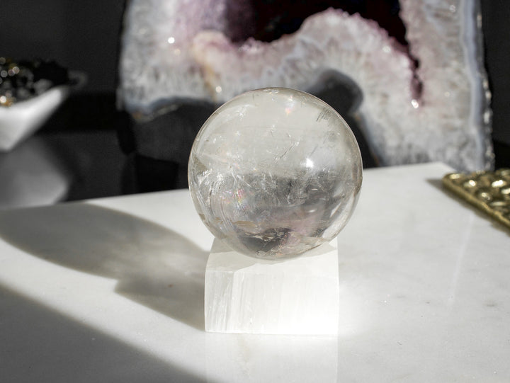 Quartz Sphere with Stunning Rainbow Inclusions