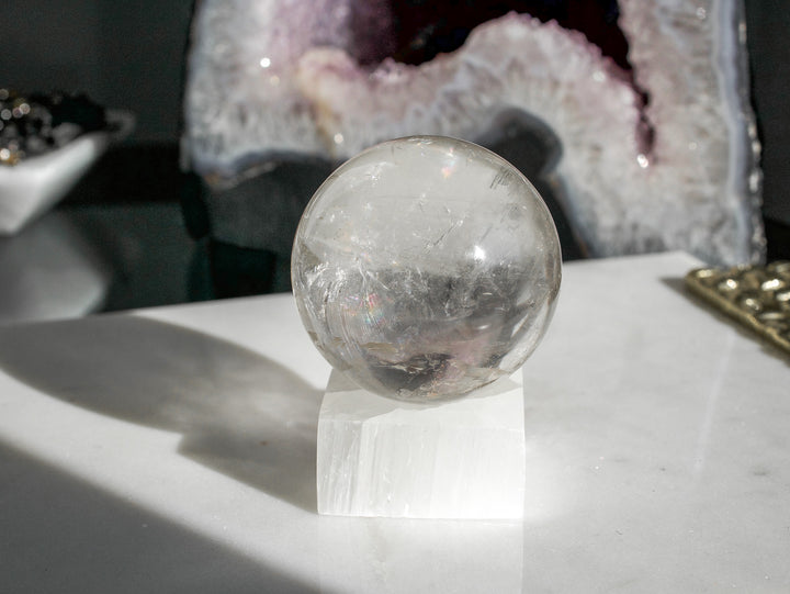 Quartz Sphere with Stunning Rainbow Inclusions