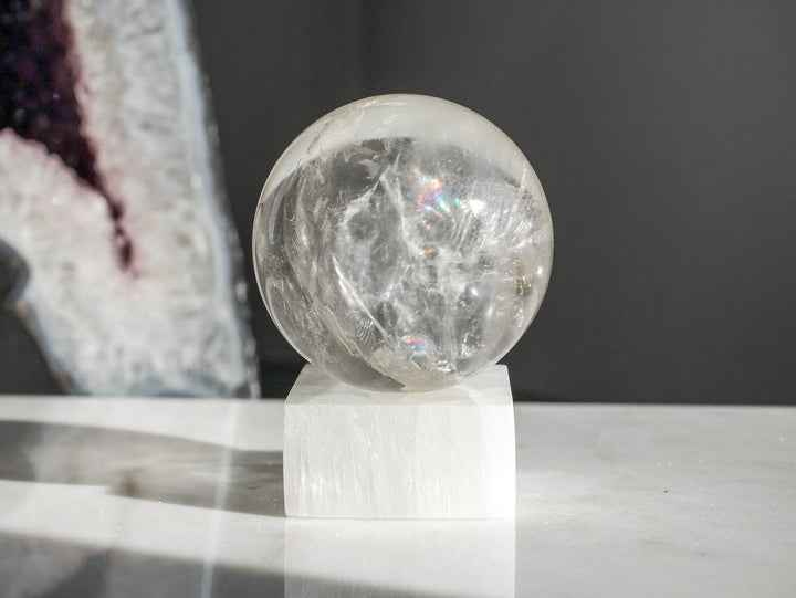 Quartz Sphere with Stunning Rainbow Inclusions