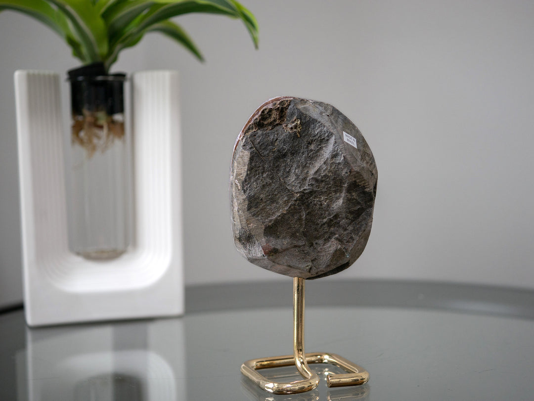Amethyst Cluster on Gold Metal Stand