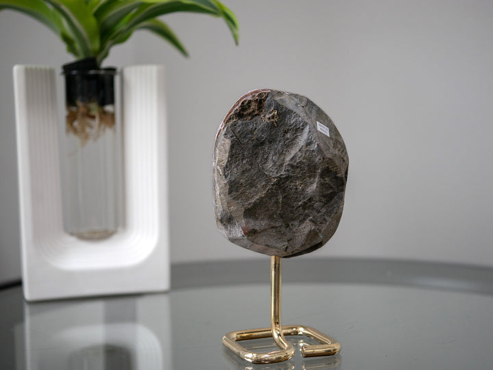 Amethyst Cluster on Gold Metal Stand