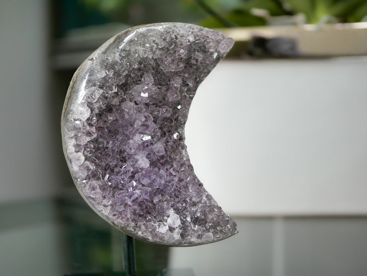 Amethyst Crescent Moon on Stand