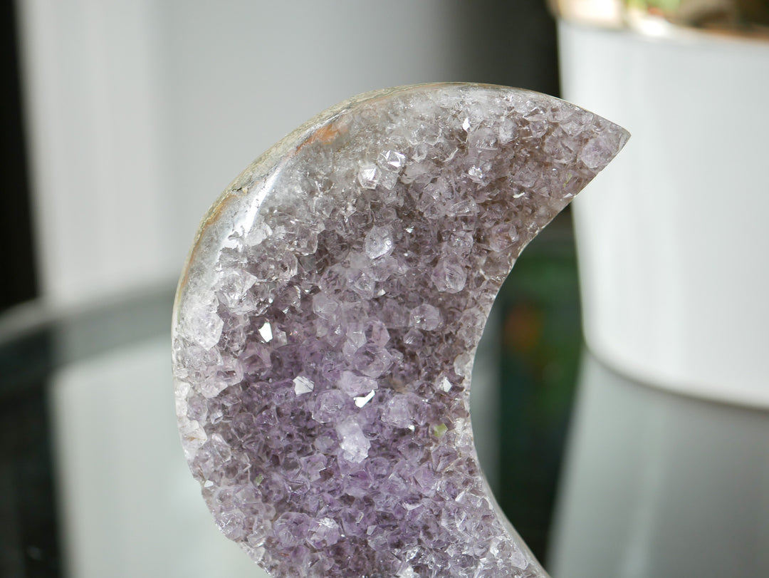 Amethyst Crescent Moon on Stand