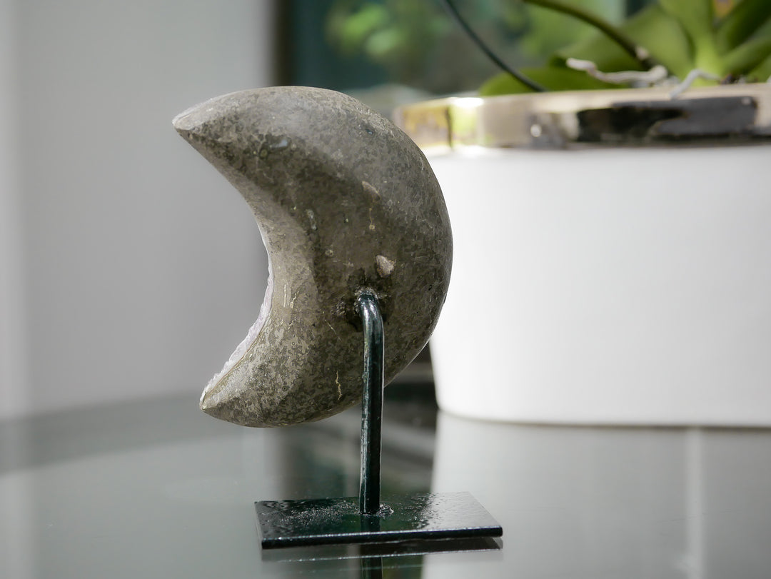 Amethyst Crescent Moon on Stand