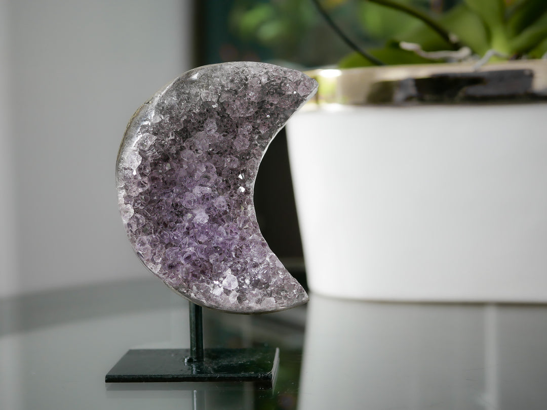 Amethyst Crescent Moon on Stand