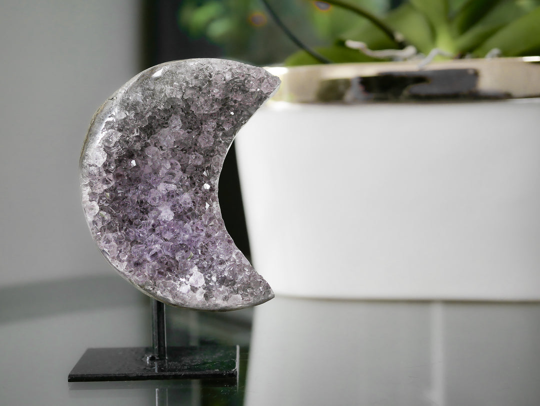 Amethyst Crescent Moon on Stand