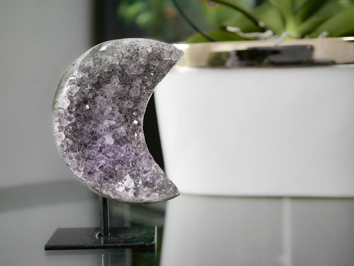 Amethyst Crescent Moon on Stand