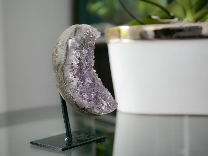 Amethyst Crescent Moon on Stand