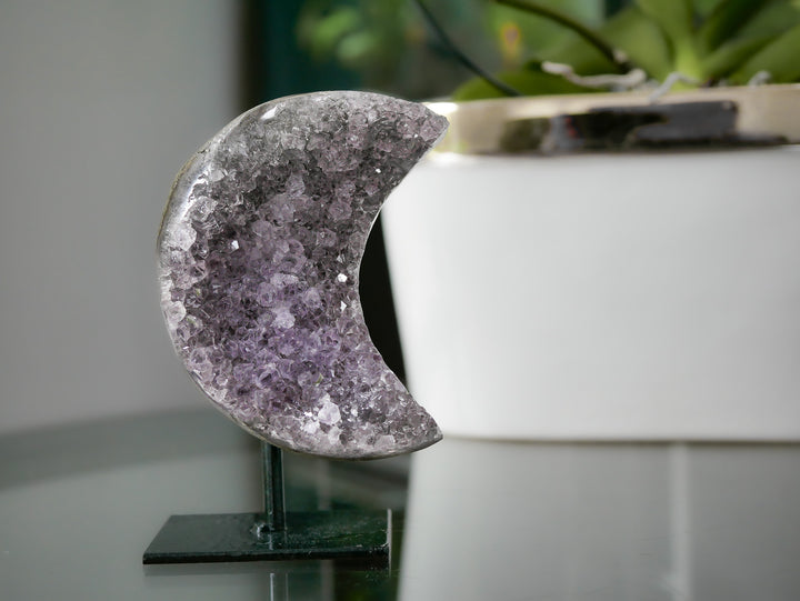 Amethyst Crescent Moon on Stand