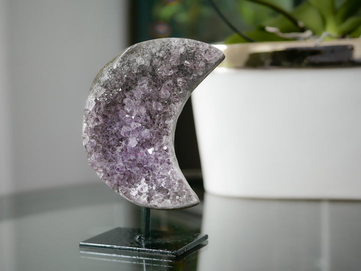 Amethyst Crescent Moon on Stand