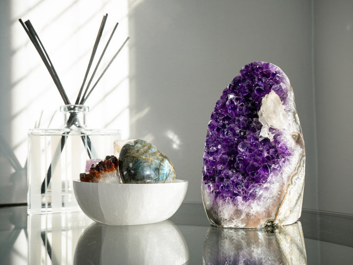 High-Quality Amethyst Cut Base with Calcite Inclusion - Option C