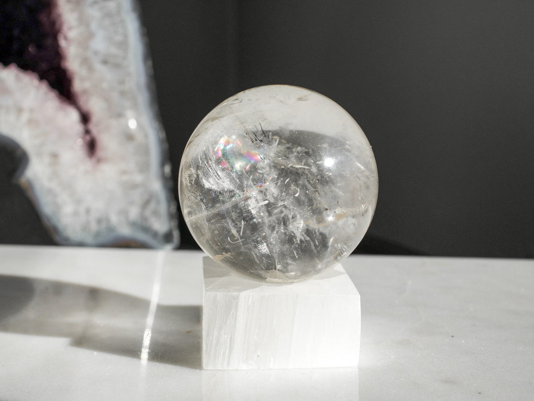 Quartz Sphere with Stunning Rainbow Inclusions