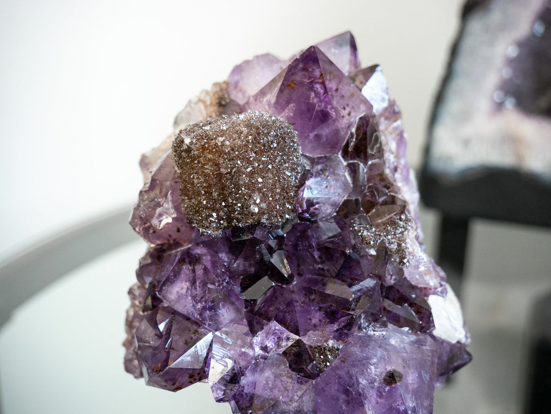 Stunning Amethyst Cluster with Iron Oxide Sugar Druzy