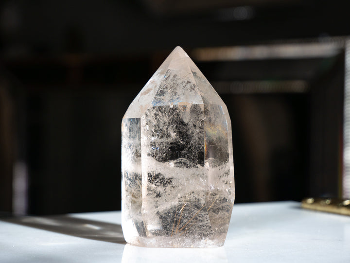 Quartz Point with Golden Rutile
