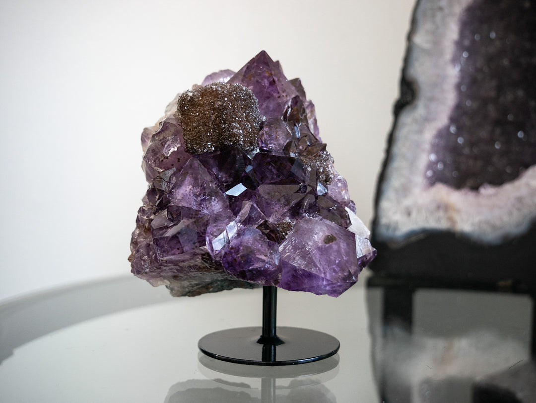 Stunning Amethyst Cluster with Iron Oxide Sugar Druzy