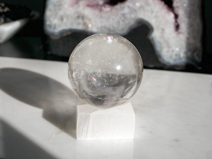 Quartz Sphere with Stunning Rainbow Inclusions