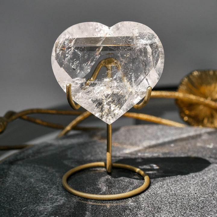 Faceted Quartz Heart on Stand | Crystal for Energy & Clarity