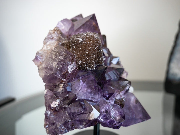 Stunning Amethyst Cluster with Iron Oxide Sugar Druzy