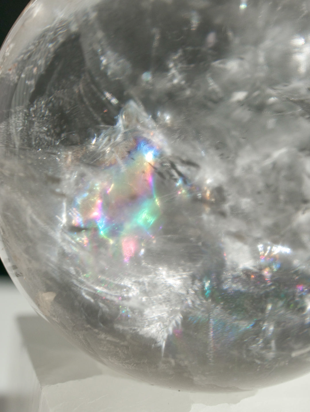Quartz Sphere with Stunning Rainbow Inclusions