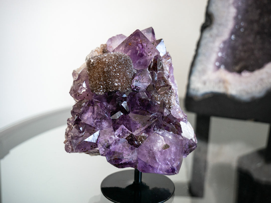 Stunning Amethyst Cluster with Iron Oxide Sugar Druzy