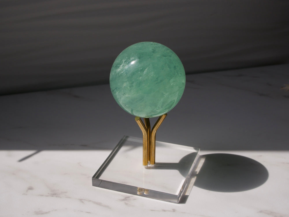 Green Fluorite Sphere on stand