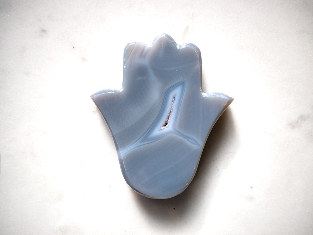 Warm Pastel Blue Agate Hamsa (Small)