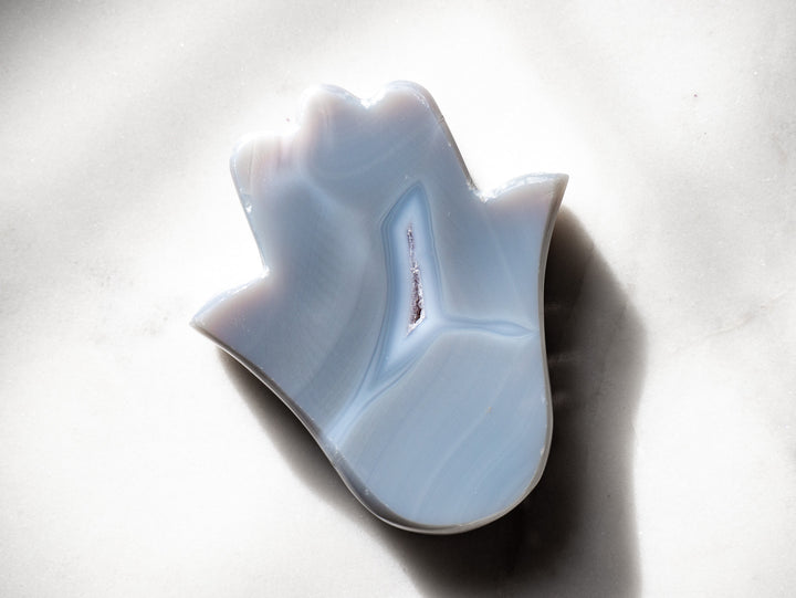 Warm Pastel Blue Agate Hamsa (Small)