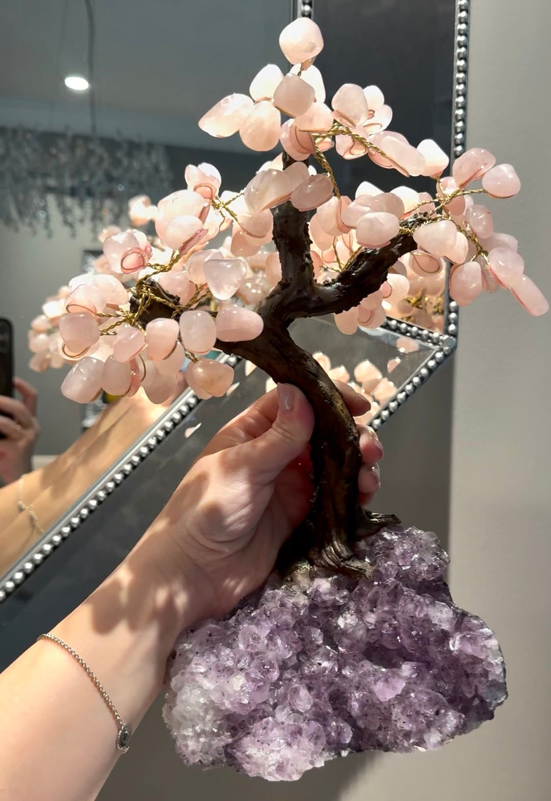 Large Tree of Life |  Rose Quartz Petals &amp; Amethyst Base