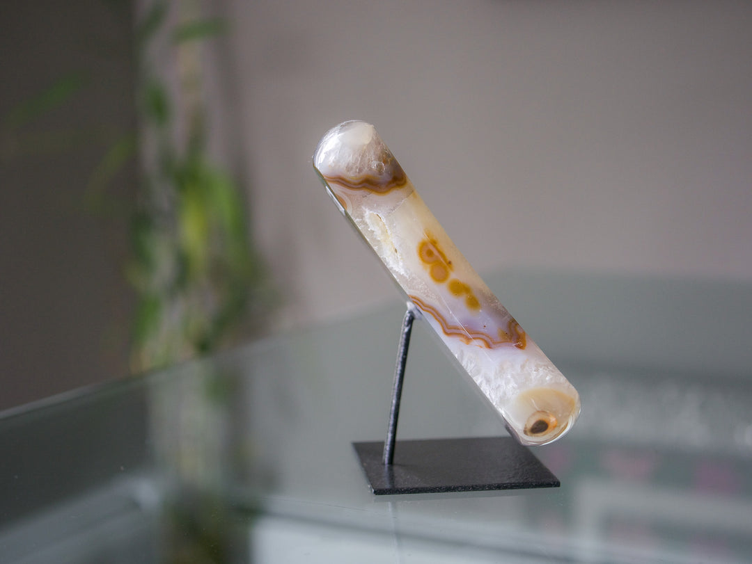 Large Agate Moon on Metal Stand