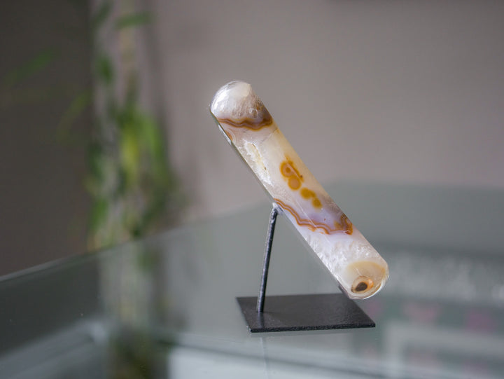 Large Agate Moon on Metal Stand