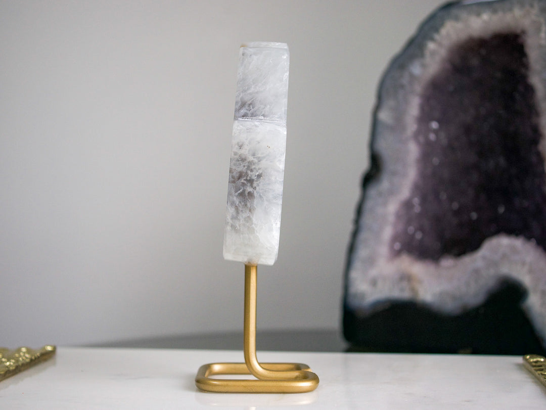 Agate Hamsa on a Gold-Tone Stand