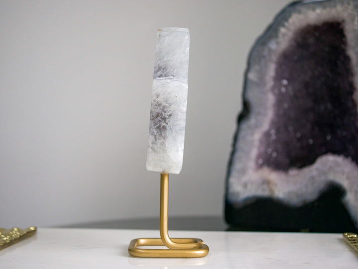 Agate Hamsa on a Gold-Tone Stand