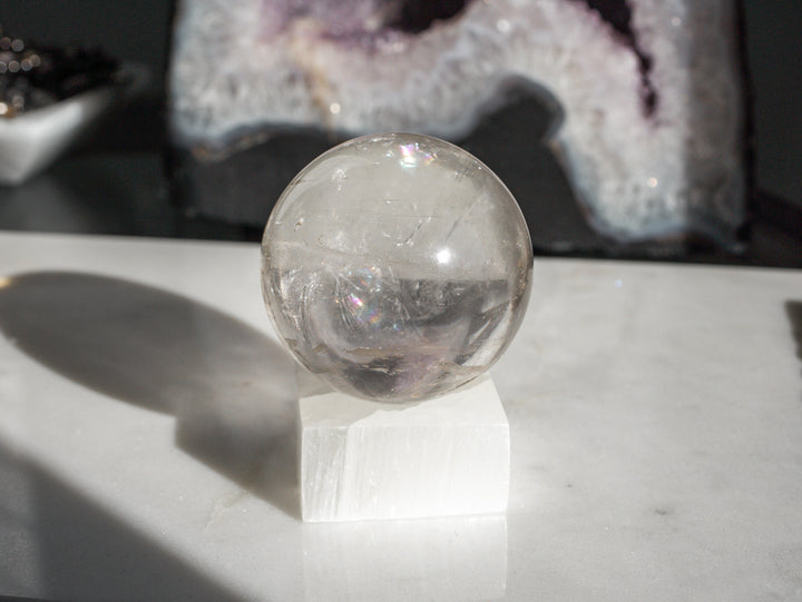 Quartz Sphere with Stunning Rainbow Inclusions