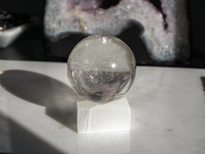Quartz Sphere with Stunning Rainbow Inclusions