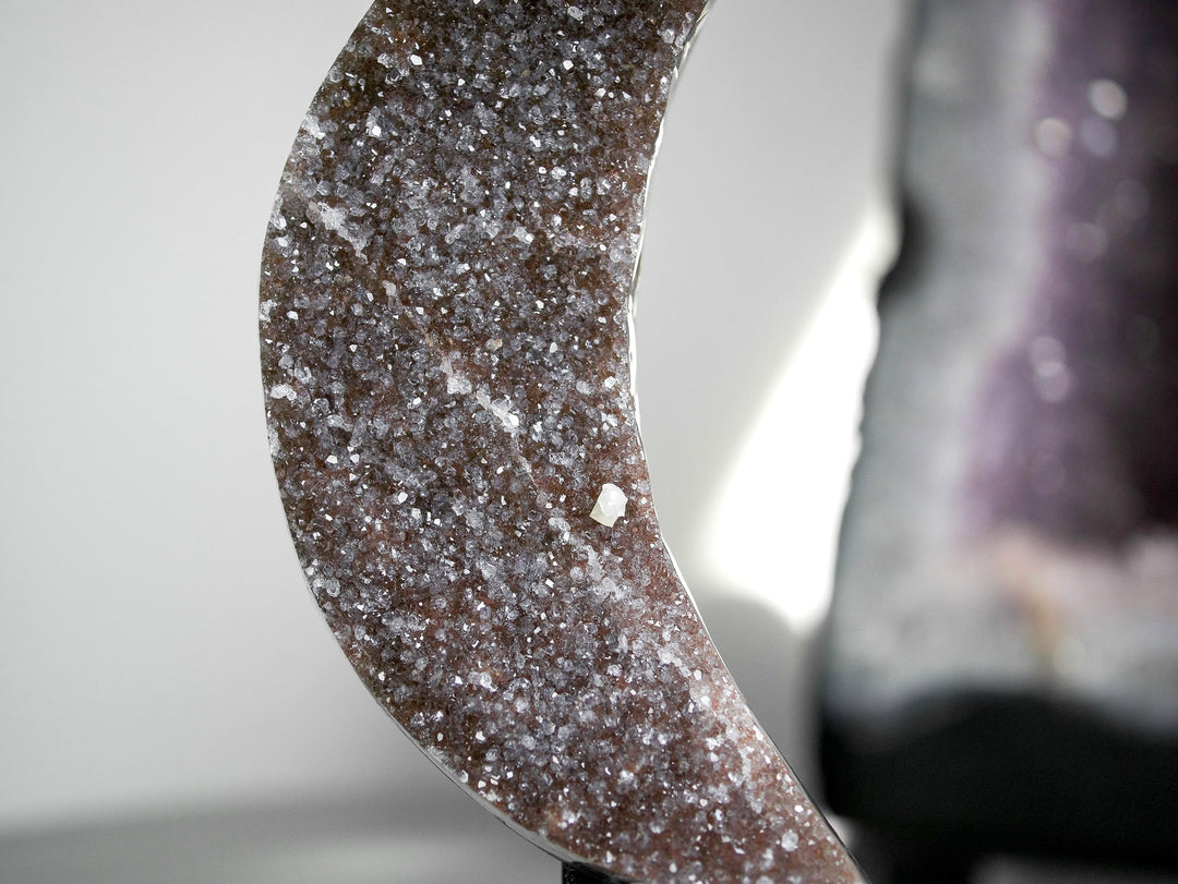 Rainbow Amethyst Moon with Calcite Inclusions